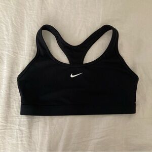 Nike Women's Black Sports Bra with White Logo